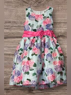 Like new! Nannette size 7 blue pink green floral sleeveless fit and flare dress